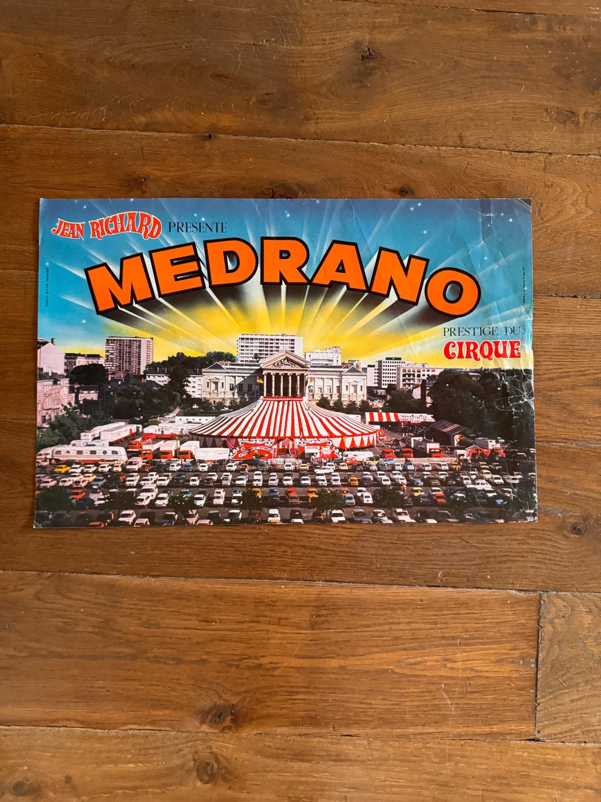 Vintage Medrano Circus Poster - Jean Richard ‘70, Gebruikt, Rechthoekig Liggend, Ophalen of Verzenden, A1 t/m A3