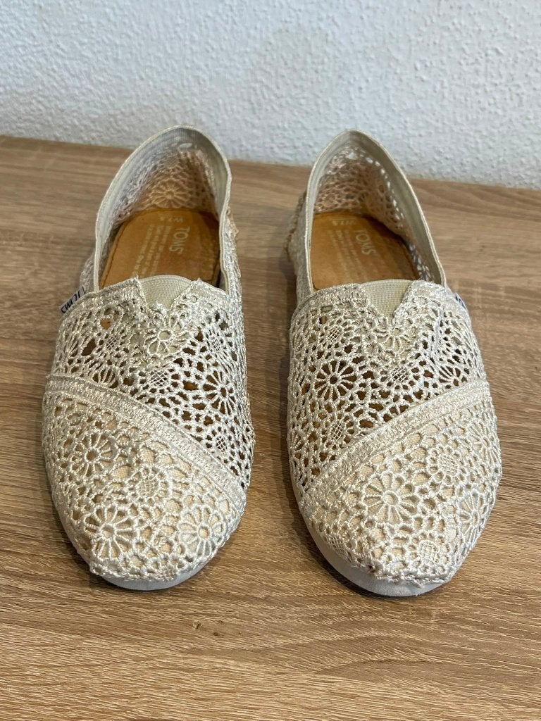 TOMS Alpargata Crochet ivoor W7.5, boho kanten zomer slip-on, Ophalen of Verzenden, Zo goed als nieuw, Toms, Toms