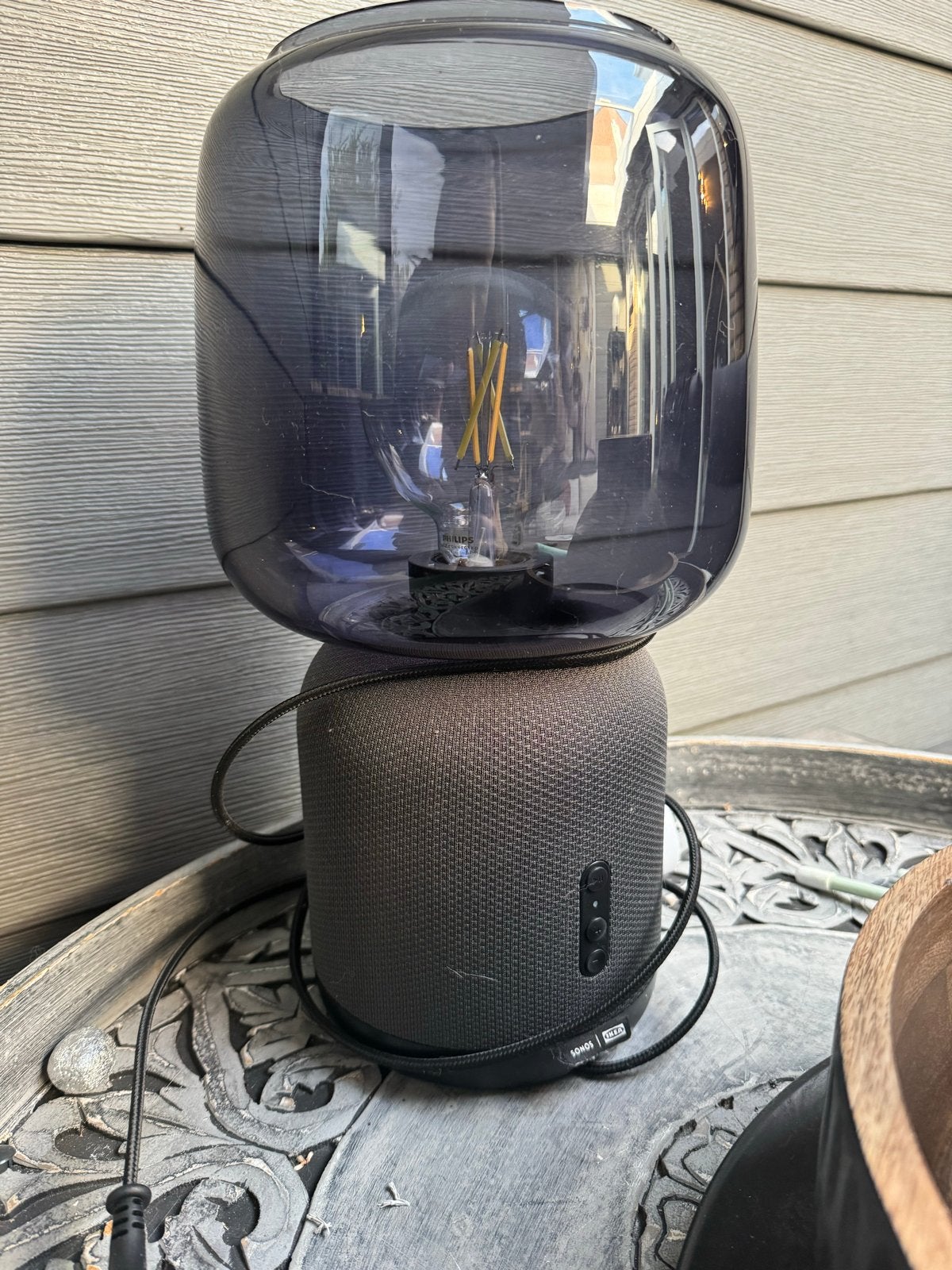 IKEA SYMFONISK Tafellamp met WiFi-speaker, Zwart, Smart home compatibel, E14 (klein), Textiel