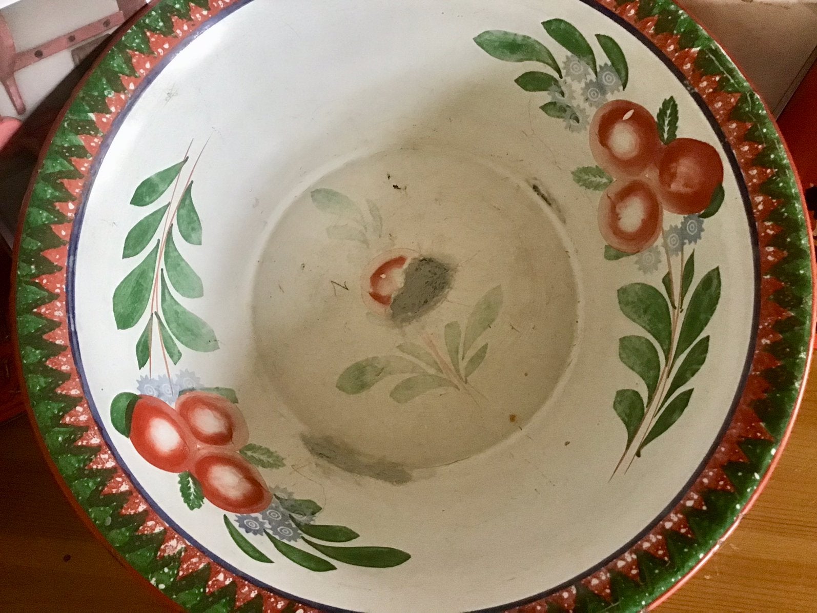 Antiek Emaille Schaal / Gedecoreerd, Ophalen of Verzenden