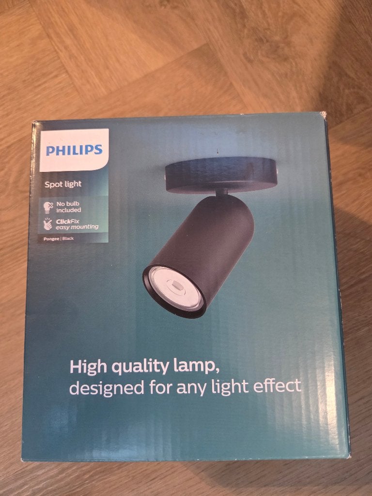 Lamp Pongee Philips Zwart, Overige materialen, GU10, Nieuw, Ophalen of Verzenden