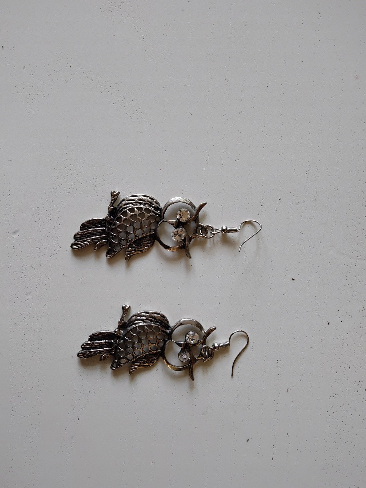 Leuke oorbellen met uiltjes, Ophalen, Overige materialen, Zilver, Met strass