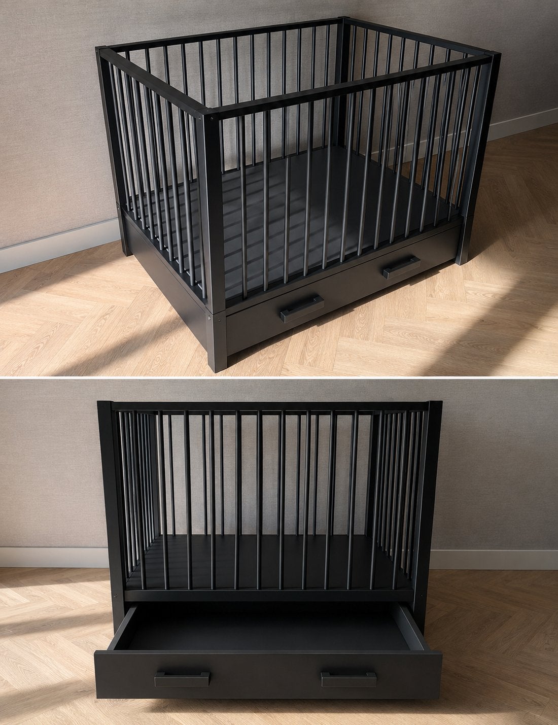 Europe Baby Robin II Box Met Lade antraciet, Ophalen, Gebruikt, Vierkant, In hoogte verstelbaar