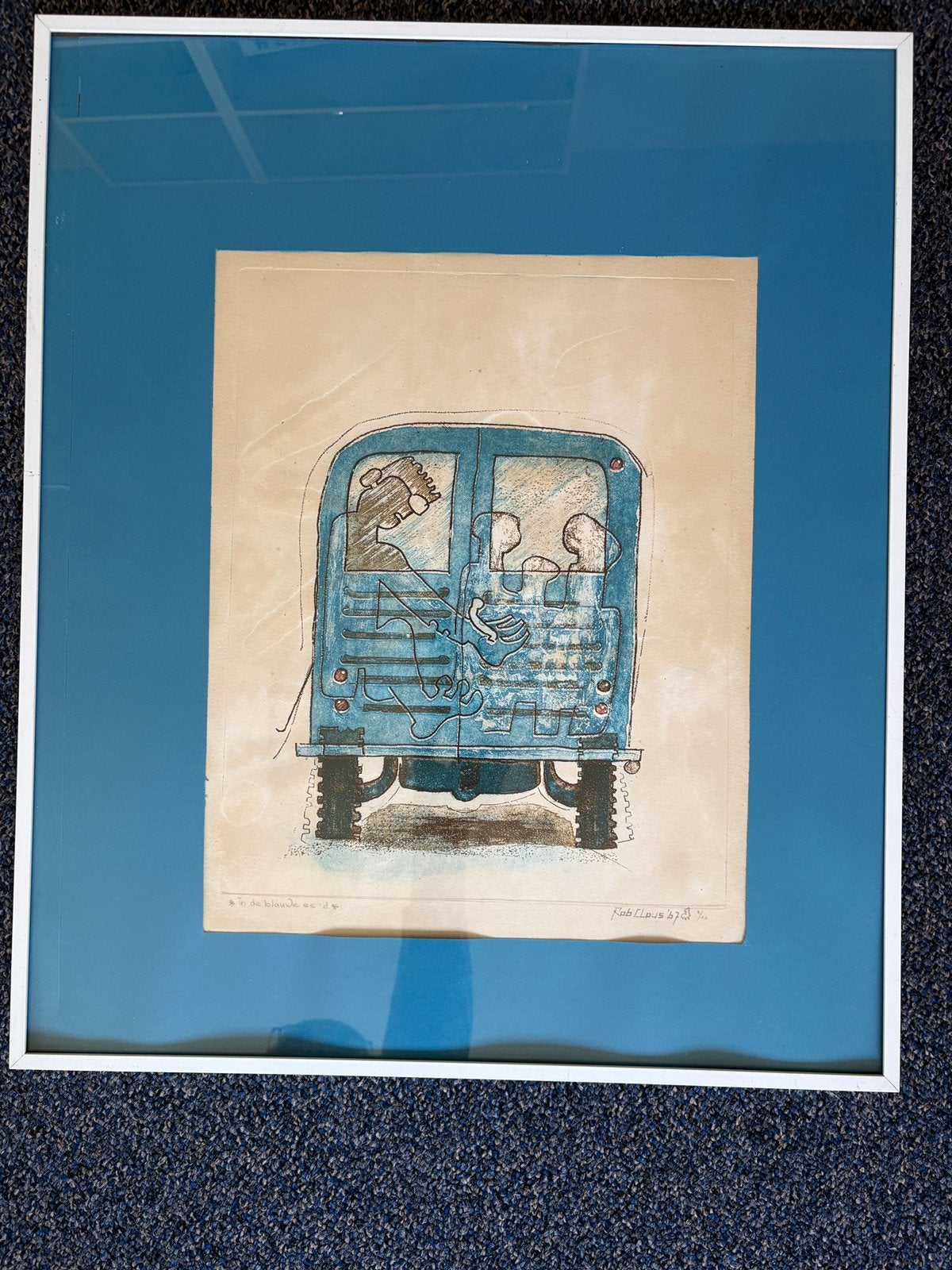 Ets – In de blauwe eend – Rob Claus, Papier/karton, Achter glas, Overige technieken, Ophalen