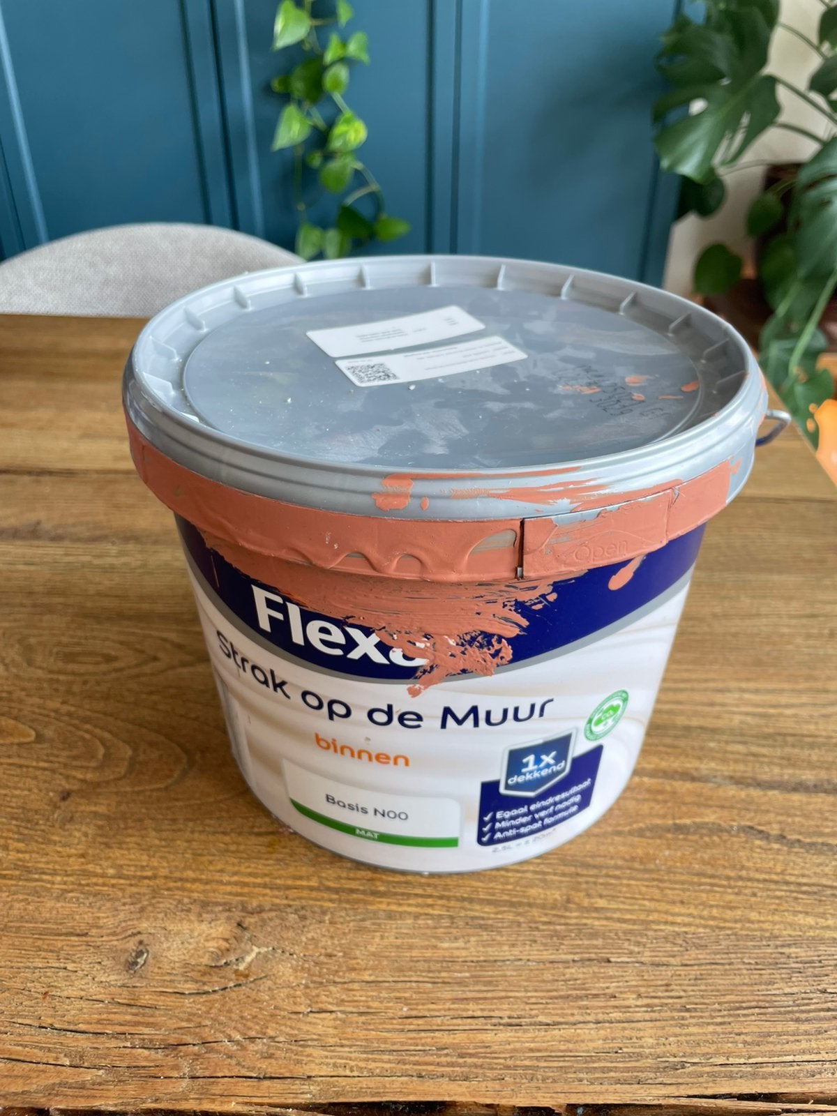 Flexa terracotta muurverf GRATIS ca 1L, Ophalen, Zo goed als nieuw, Wit