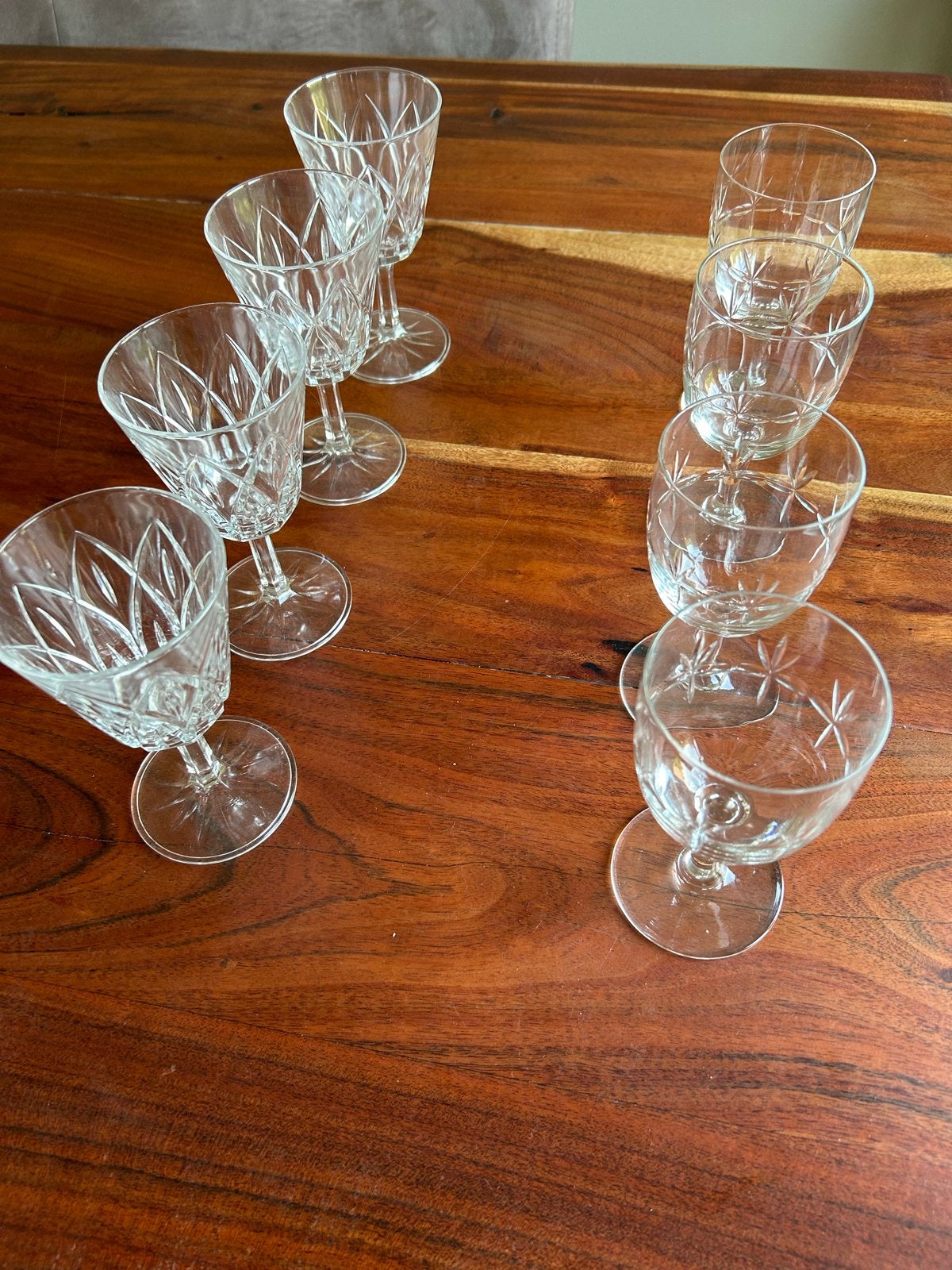 Set van 2 x 4 antieke wijnglazen, Antiek en Kunst, Ophalen
