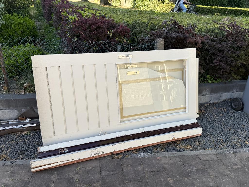 Buitendeur hardhout, enkel glas, Ophalen