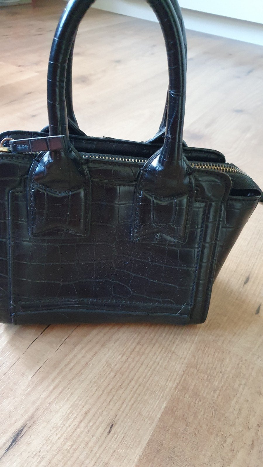 Zwart Zara tasje met croco print, Ophalen of Verzenden, Gebruikt, Zwart, Avondtasje