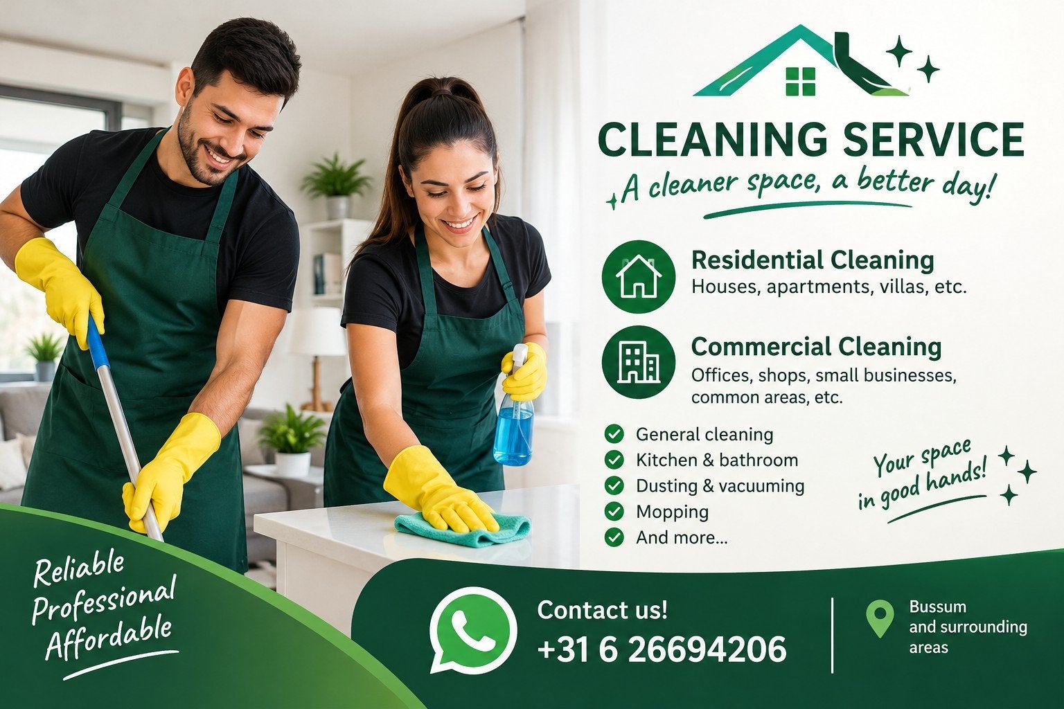 Schoonmaker Naarden, Bussum & omgeving – woningen en kantore