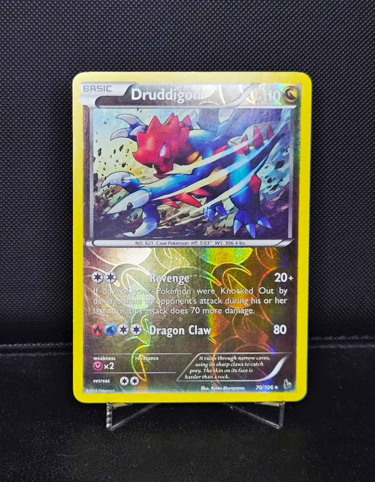 Druddigon Reverse holo 70/106 Flashfire 2014, Ophalen of Verzenden, Zo goed als nieuw