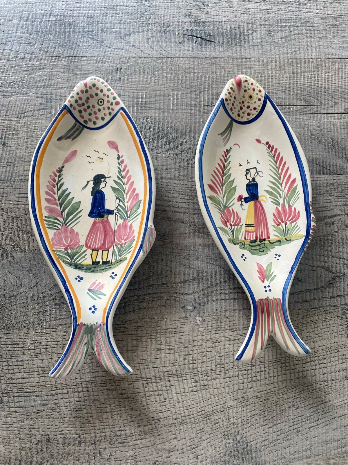 Vintage Frans aardewerk serviesgoed - Handgeschilderd,, Ophalen