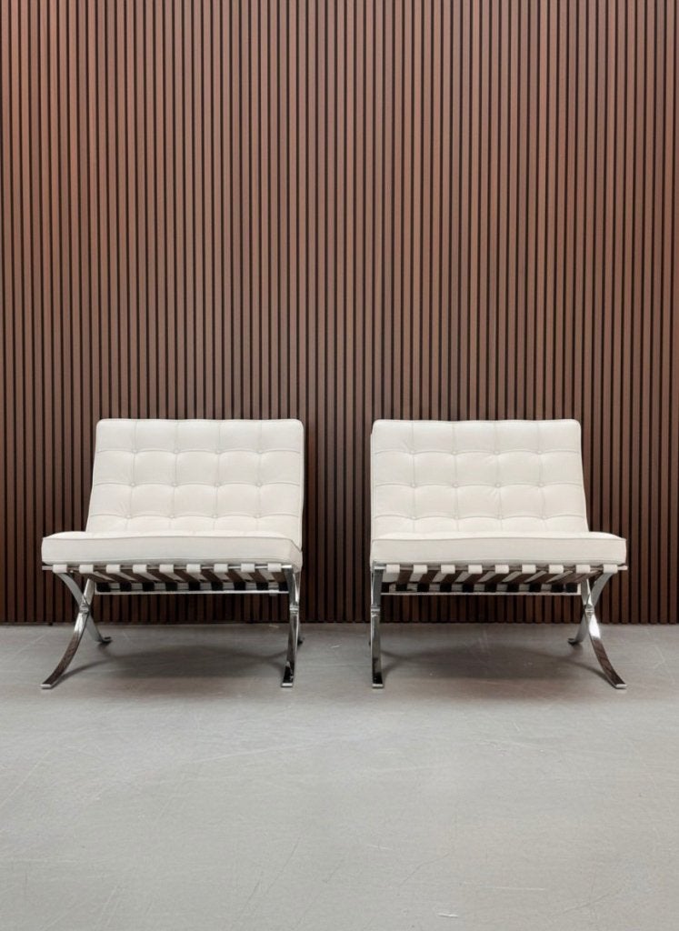 Knoll Barcelona chair - Bianco premium leder (wit), Ophalen of Verzenden