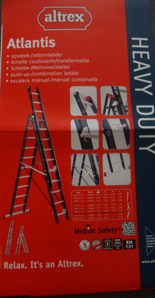 Altrex Atlantis 3-delige ladder, Doe-het-zelf en Verbouw, Ladders en Trappen, Ophalen, Nieuw, Ladder, Opvouwbaar of Inschuifbaar