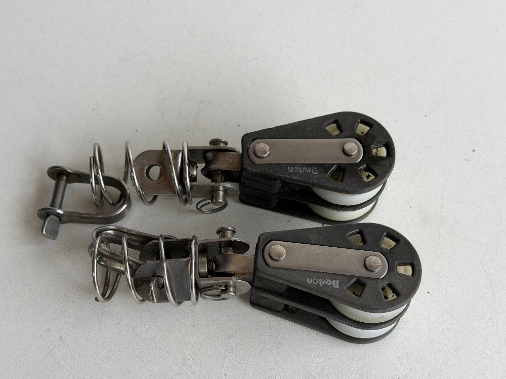 2 x Barton 2 schijfs blok 35 mm tot 8 mm lijn op veer, Watersport en Boten, Accessoires en Onderhoud, Ophalen of Verzenden, Gebruikt