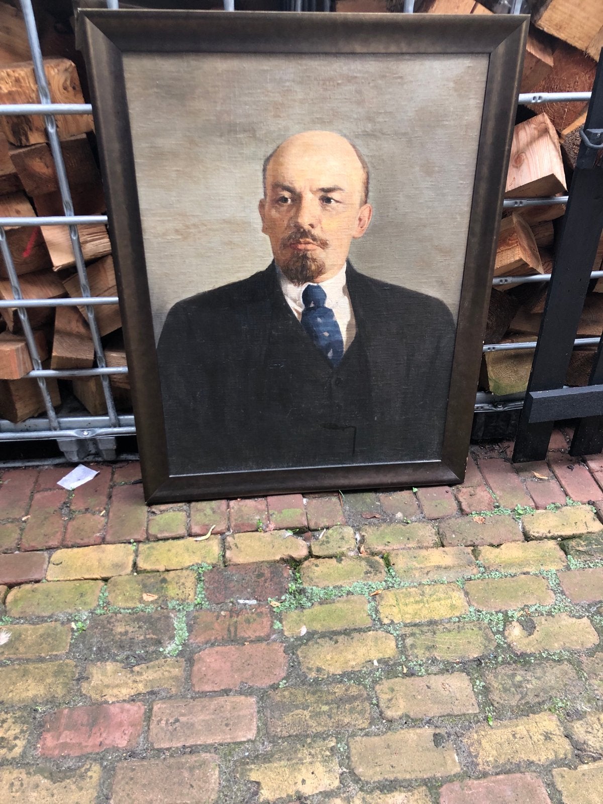 Origineel handgeschilderd portret van Lenin, 100x120cm, Antiek en Kunst, Ophalen, Doek, Portret of Personen, Realistisch