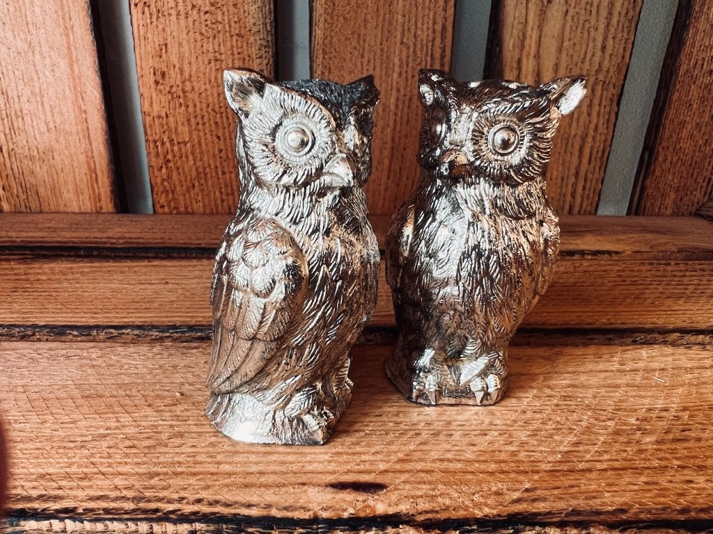 Vintage peper- en zoutvaatjes verzilverde uiltjes vogels, Verzenden