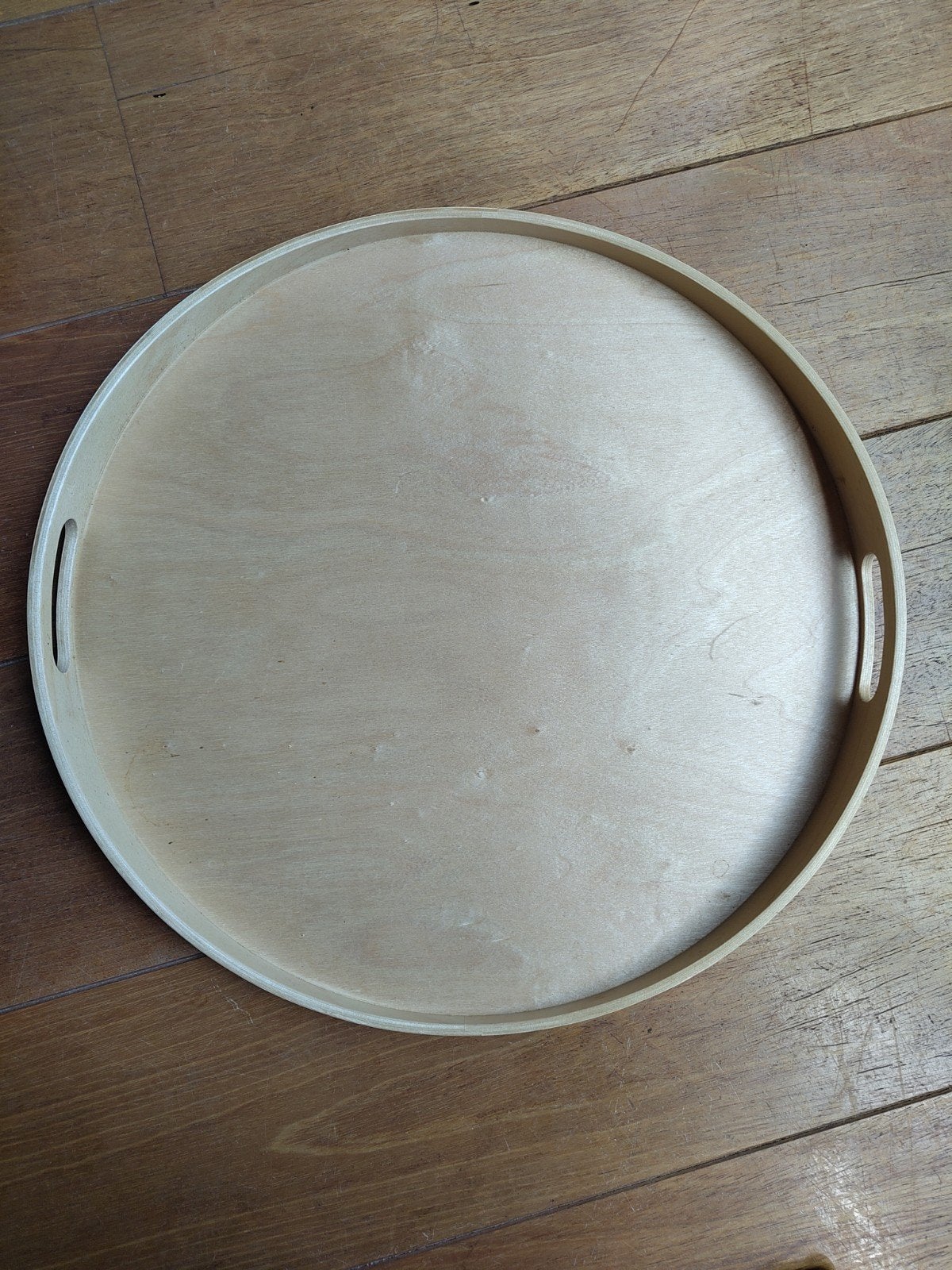 IKEA Skala Dienblad van hout, rond, 44 cm diameter, Gebruikt, Met handvatten, Rond, Ophalen of Verzenden