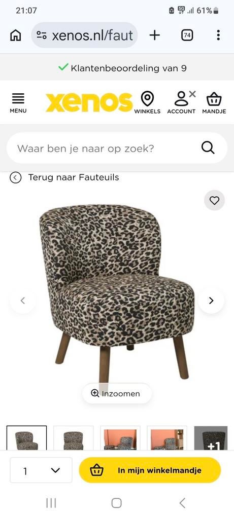 Feauteuil's panterprint, Huis en Inrichting, Stoelen, Verzenden, Zo goed als nieuw, Zwart, Eén