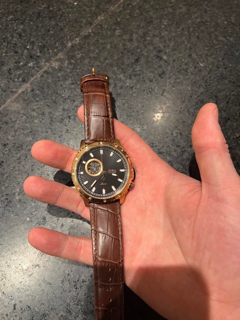 Reign Automatisch Horloge - Bruin Echt Leren Bandje, Overige merken, Overige materialen, Polshorloge, Ophalen of Verzenden