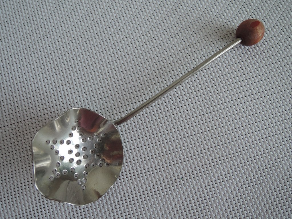 Ouderwets lepeltje met houten knopje, Ophalen of Verzenden, Gebruikt, Hout, Los bestek