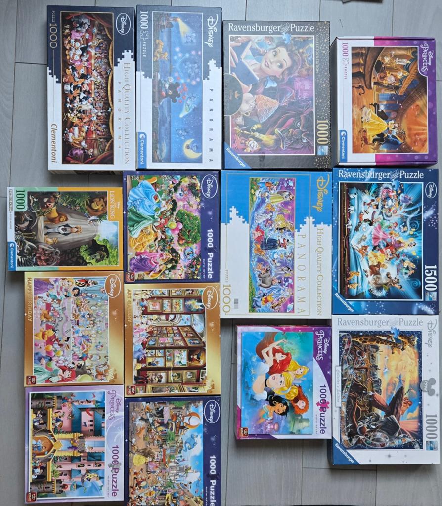 Grote collectie Disney puzzels (1000 & 1500 stukjes), Ophalen of Verzenden, 500 t/m 1500 stukjes, Gebruikt, Legpuzzel