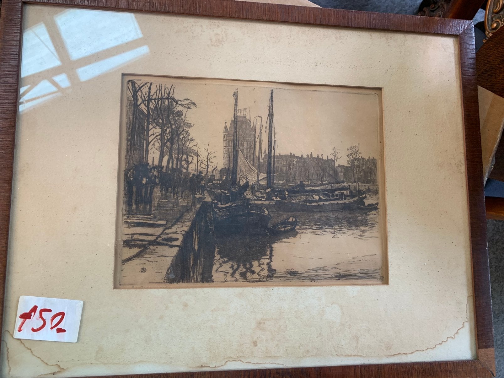 Ets mooie oude ets van het Witte Huis Rotterdam, Antiek en Kunst, Ophalen of Verzenden
