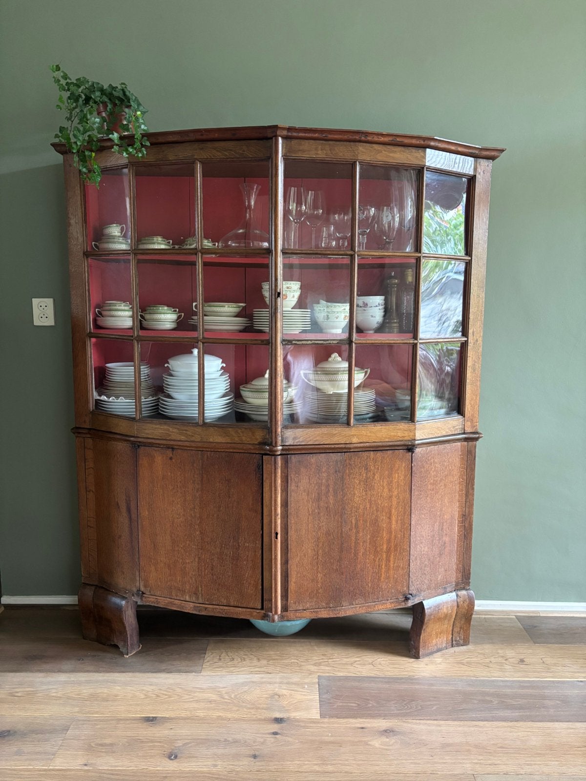 Karaktervolle mahoniehouten Servies/Vitrine kast, Ophalen, Gebruikt, 100 tot 150 cm, 150 tot 200 cm