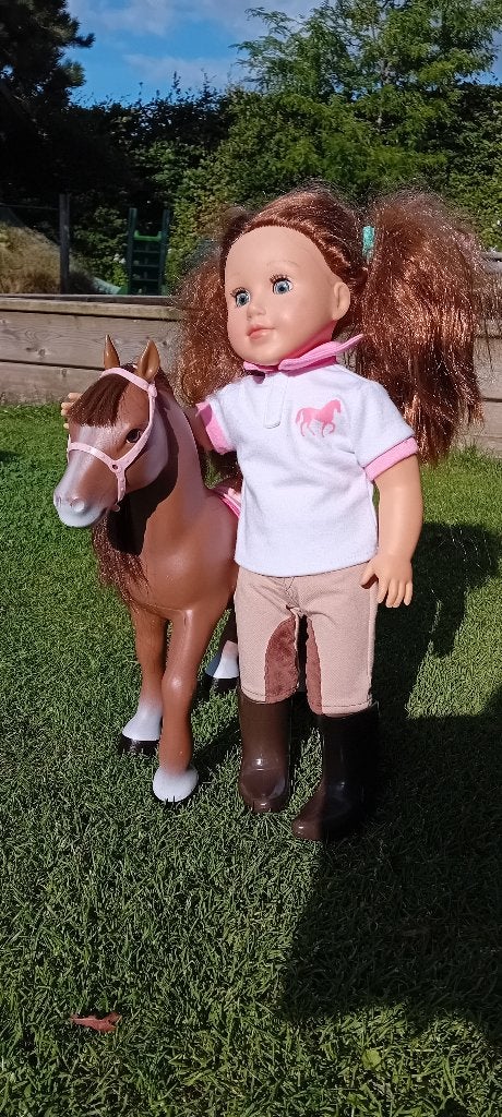 Pop met paard + accessoires, Ophalen of Verzenden, Gebruikt, Overige typen