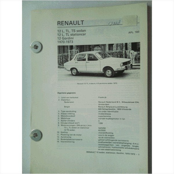 Renault 12 Vraagbaak losbladig 1970-1973 #1 Nederlands, Boeken, Auto's | Boeken, Ophalen of Verzenden, Gelezen, Renault