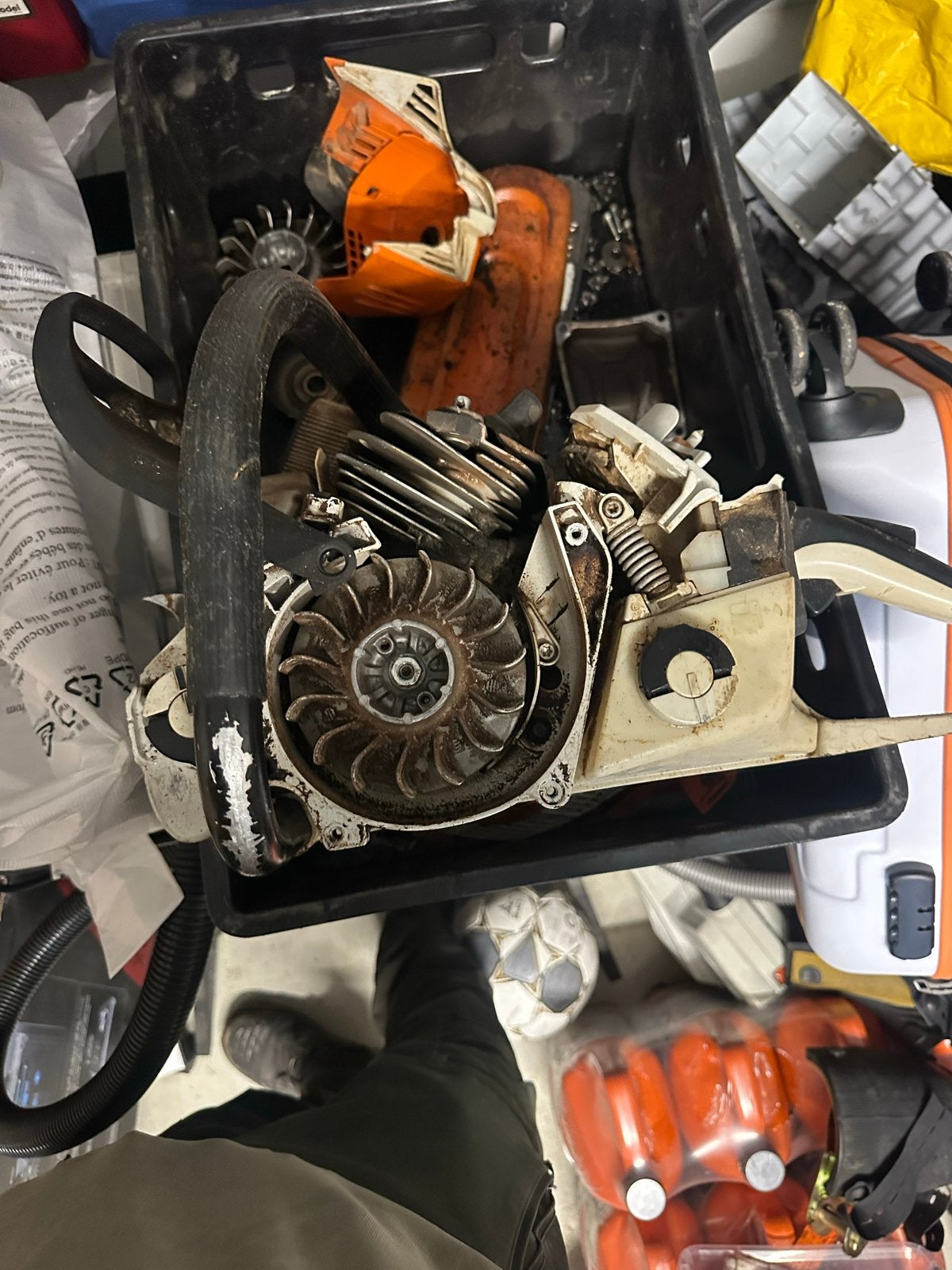 Stihl MS 500i Kettingzaag in onderdelen (defect), Ophalen, Gebruikt, Kettingzaag