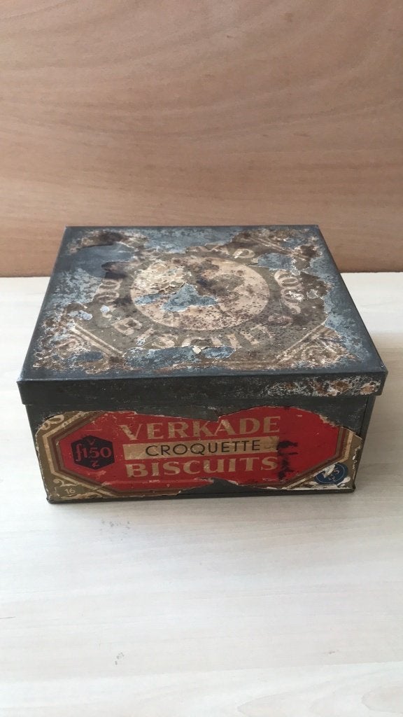 Vintage Verkade blik, Ophalen of Verzenden, Gebruikt, Koek(jes), Verkade