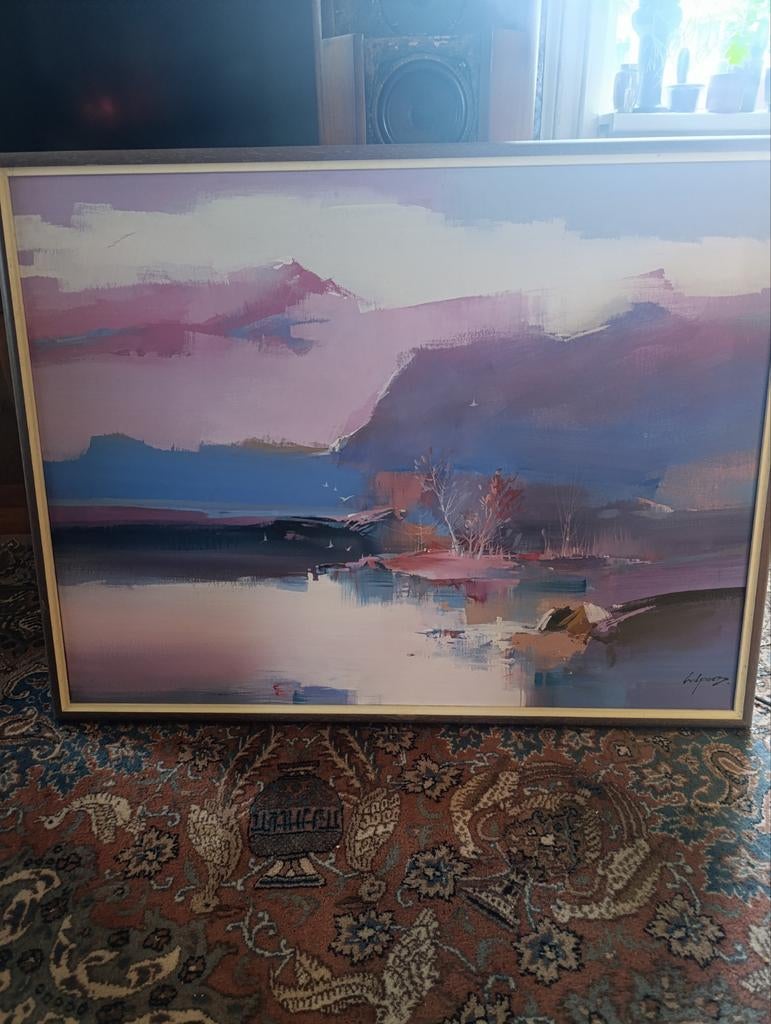Schilderij van Wilfred Lang. Abstract landschap, Ophalen of Verzenden