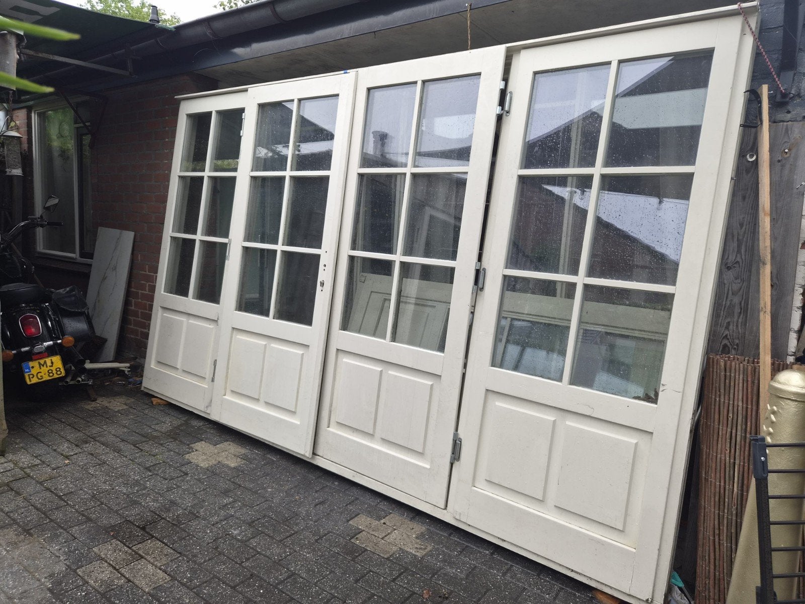 Hardhouten pui Dubbele Tuindeuren zijlichten Roedes  NIEUW, Doe-het-zelf en Verbouw, Kozijnen en Schuifpuien, Ophalen, 225 cm of meer