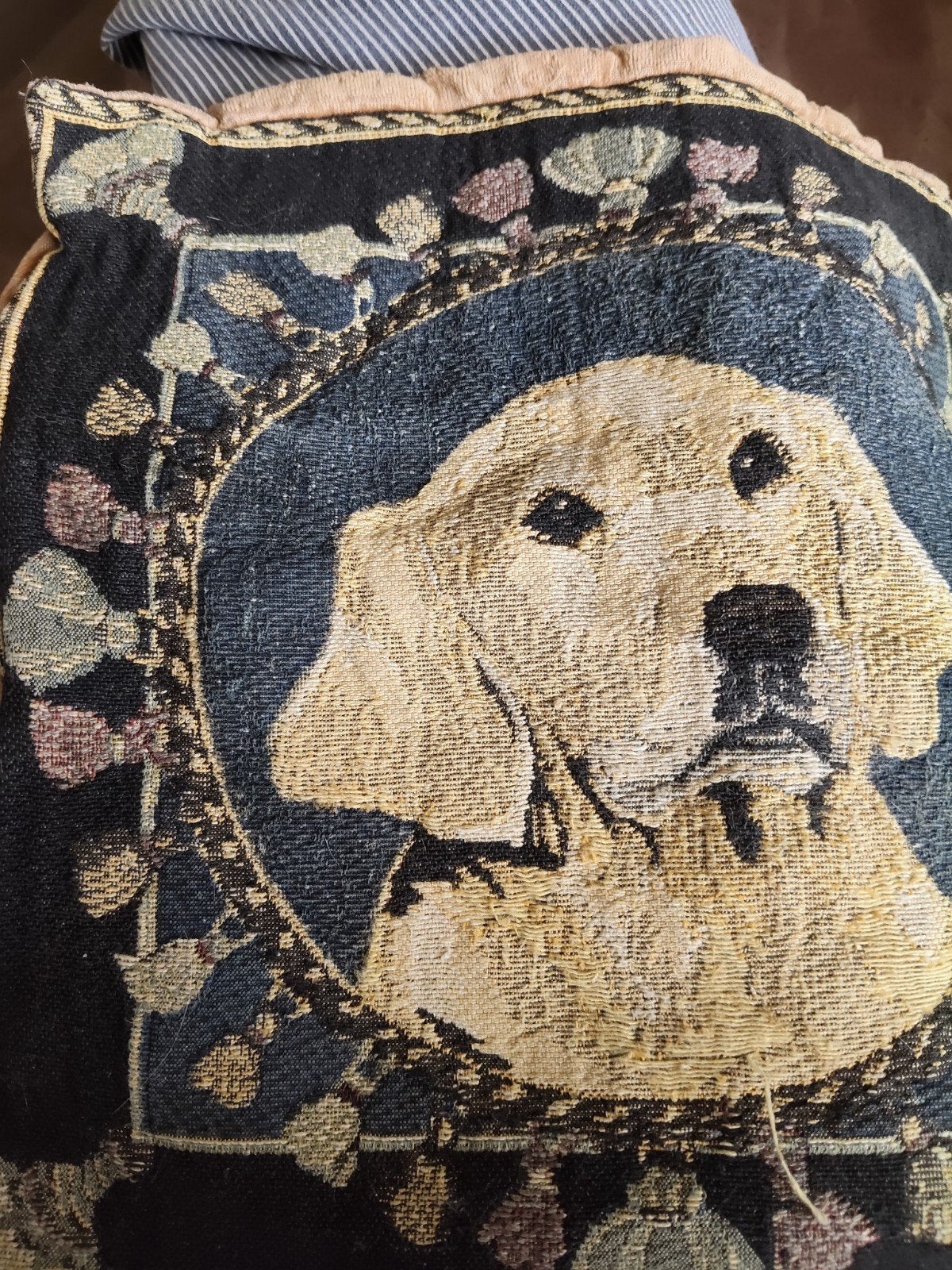 Vintage gobelin kussen Labrador 30  30 cm, Ophalen of Verzenden