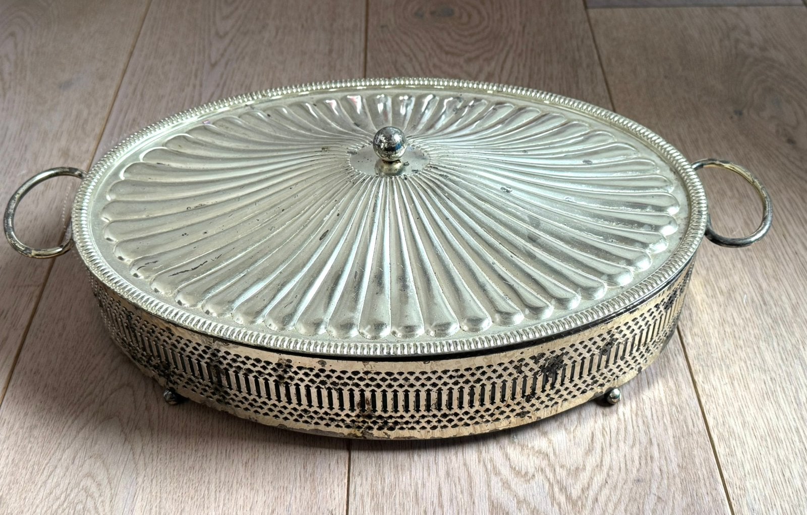 Vintage houder met Pyrex schaal, Antiek en Kunst, Ophalen