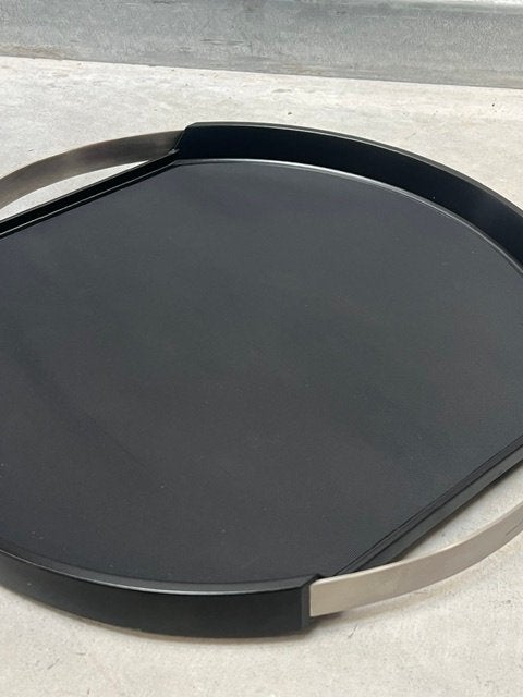 Blomus Pegos dienblad modern design zwart RVS, Gebruikt, ., Rond, Ophalen of Verzenden