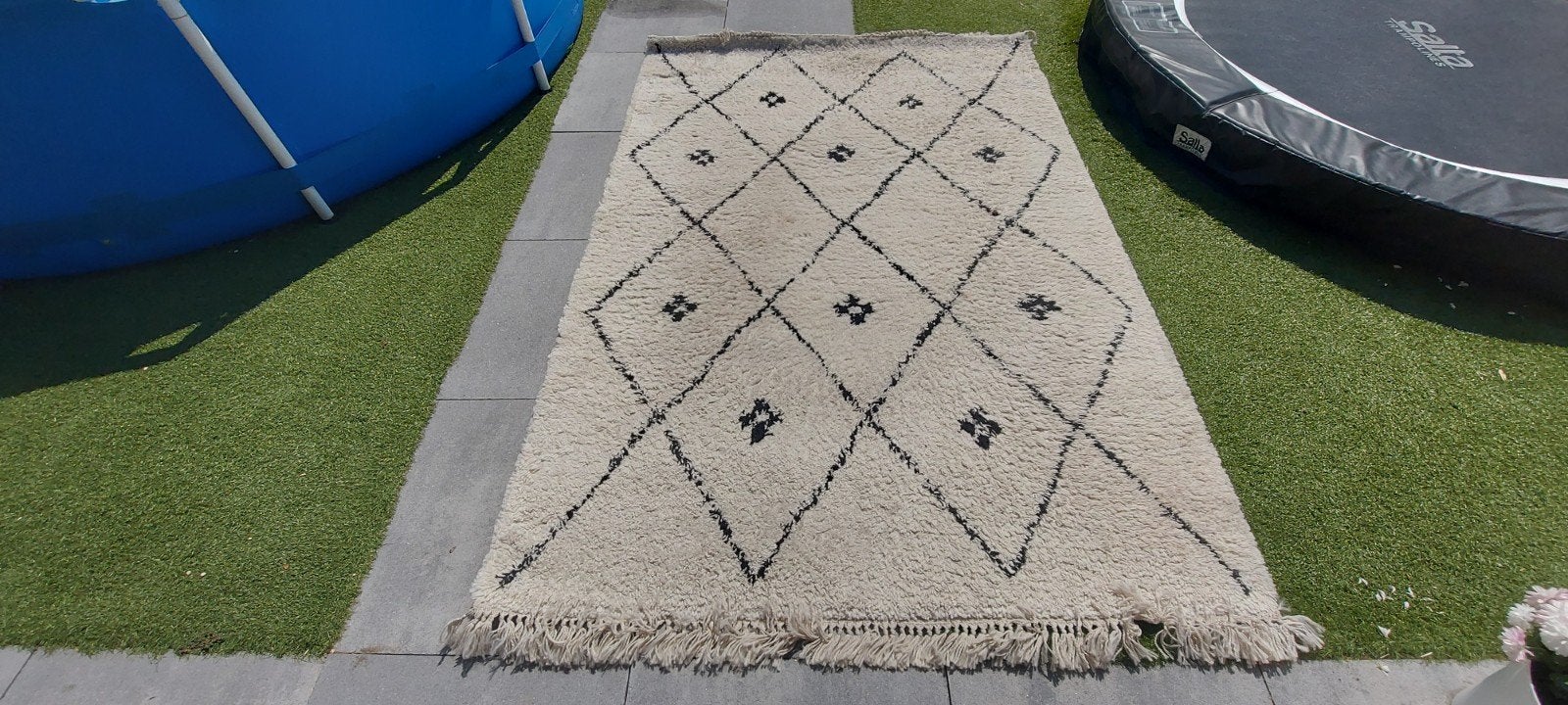 Varamin vloerkleed zwart/wit KARWEI 160 × 230 cm, Tuin en Terras, Terrasdelen en Vlonders, Ophalen, Nieuw, Kunststof