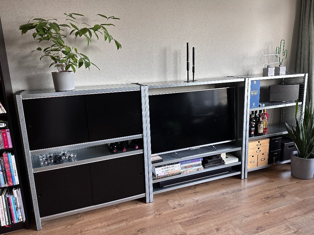 Stalen kasten, met op maat gemaakte kast voor 50 inch TV, Ophalen, Gebruikt, 100 tot 150 cm, 200 cm of meer