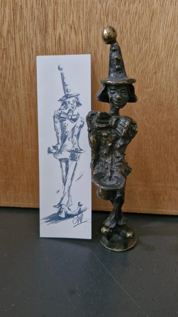 Bronzen sculptuur 'De Cliniclowns' van Corry Ammerlaan, Overige onderwerpen, Handgemaakt, Minder dan 20 cm, Ophalen of Verzenden