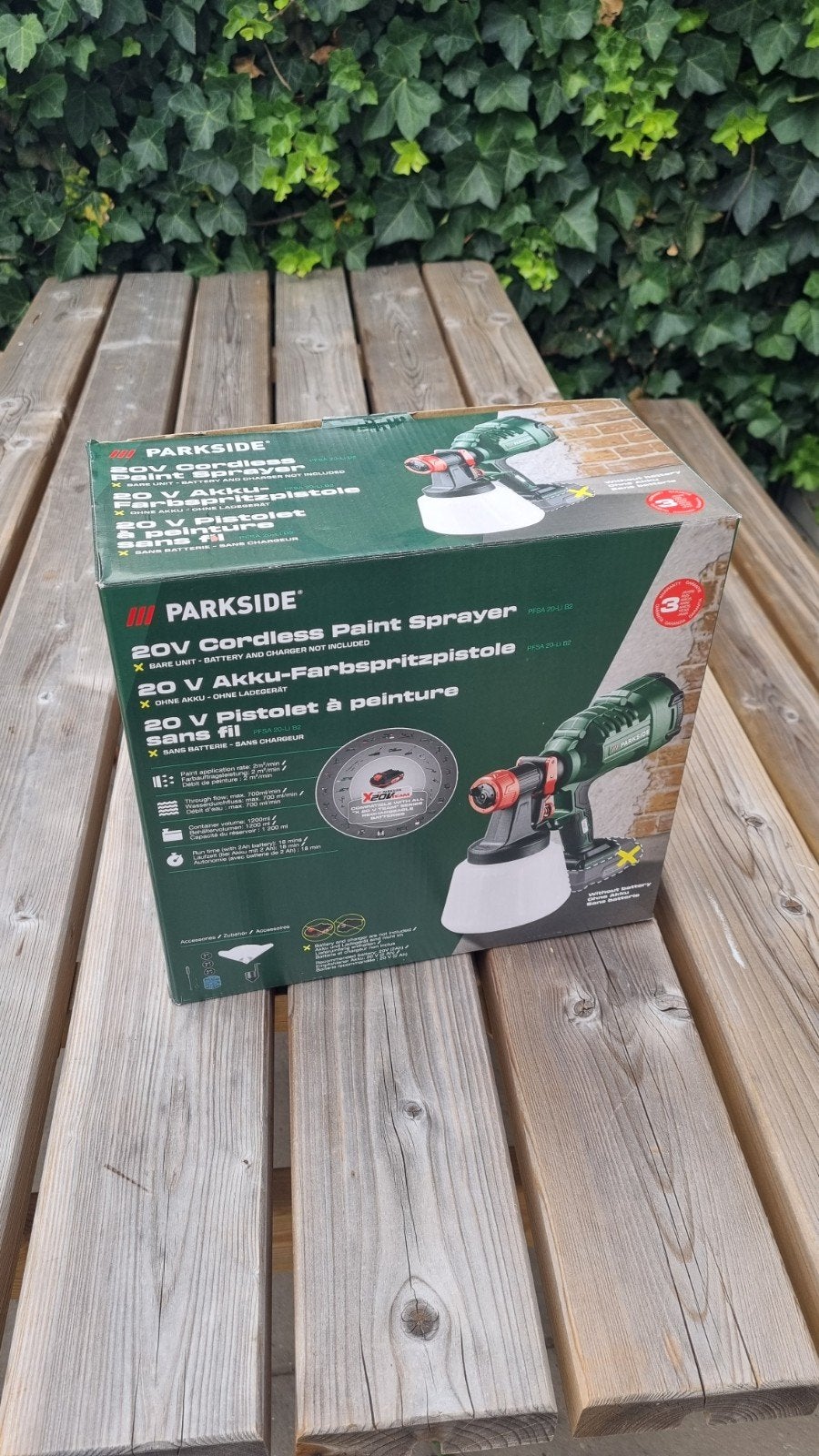 Parkside 20V verfspuit spray op accu, Ophalen of Verzenden, Zo goed als nieuw, Verfspuit of Verfpomp