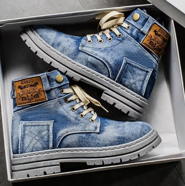 Prachtige hoge sportschoenen voor heren - Denim stijl