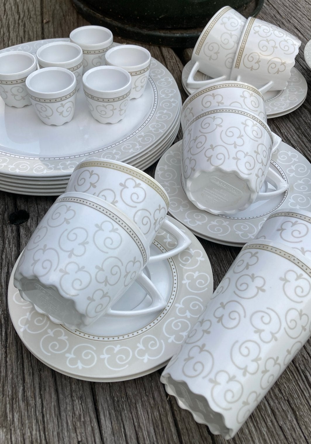 Mepal Damast servies, camping servies, 6 personen, Ophalen of Verzenden, Gebruikt