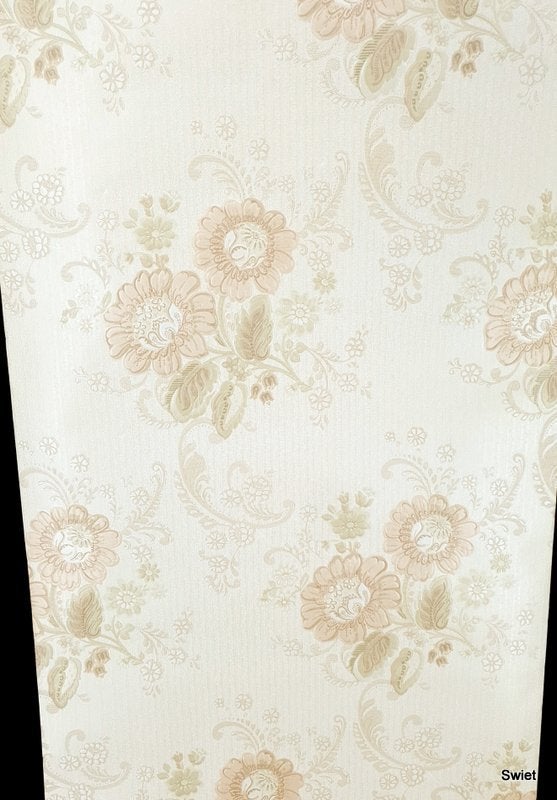 5699 Vintage bloemenbehang oudroze natureltinten retro swiet, Ophalen of Verzenden