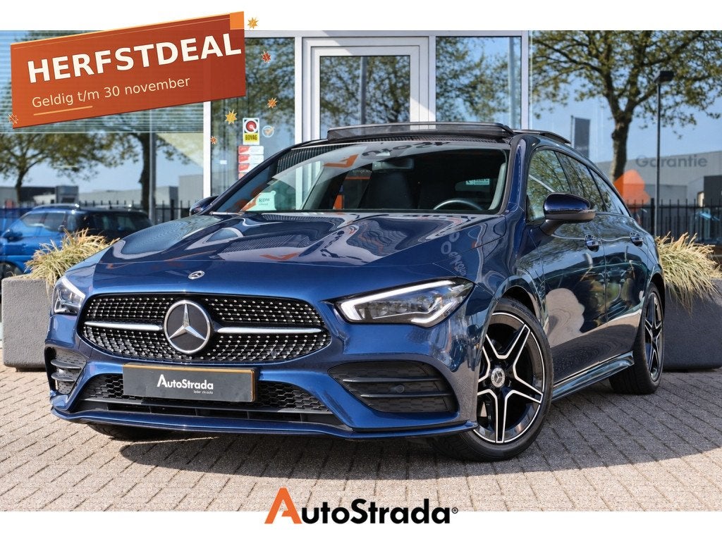 Mercedes CLA Shooting Brake 180 AMG-Line | Stoelverwarming |, 136 pk, Gebruikt, 4 cilinders, Blauw
