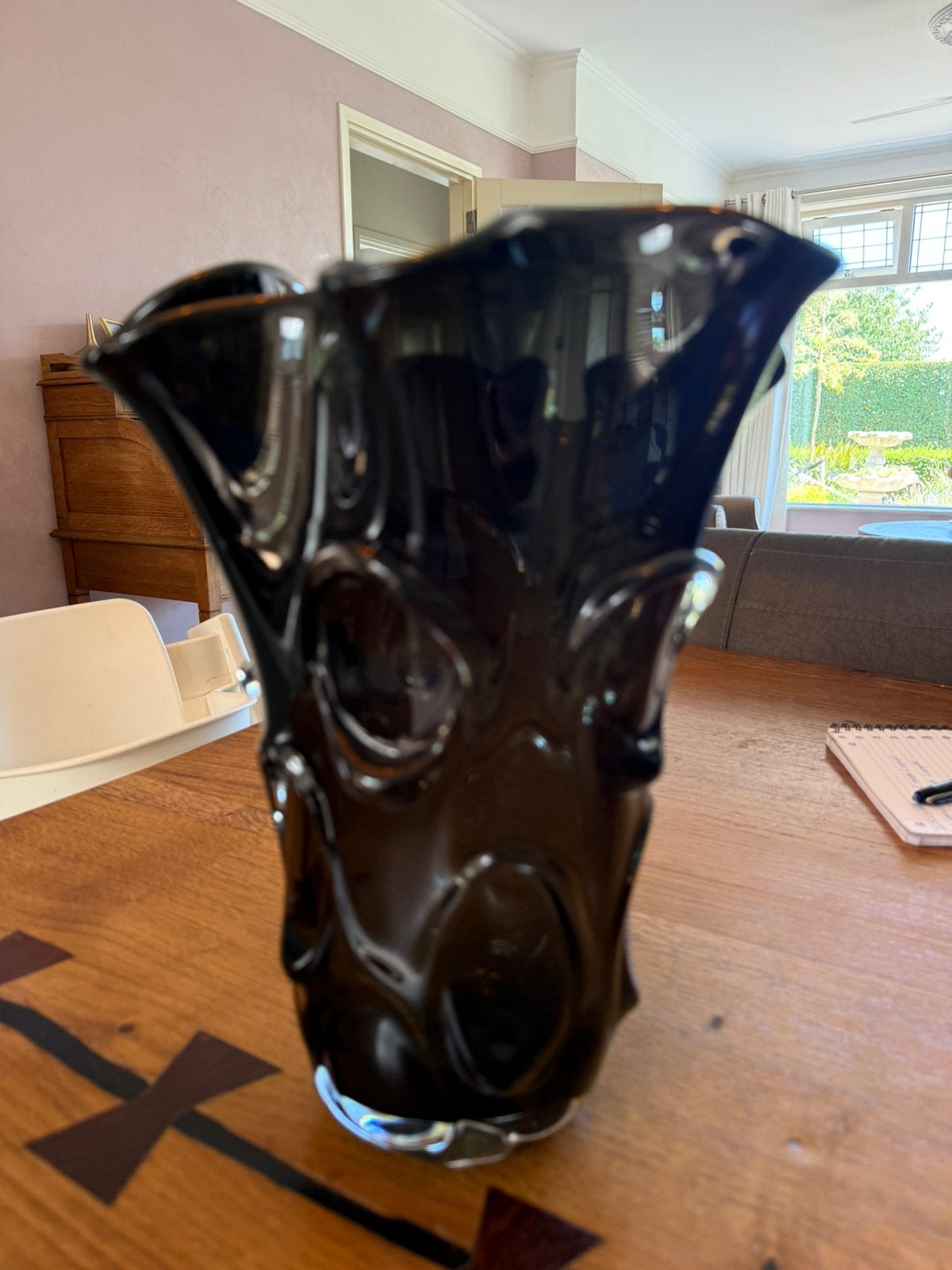 Zware handgeblazen art glass vaas – donkergroen – 2,9 kg, Ophalen