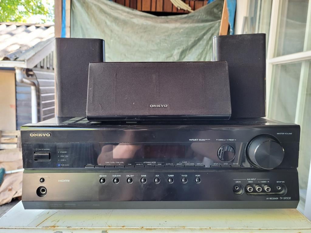 Onkyo TX-SR508 AV Receiver met speakerset, Ophalen of Verzenden, Onkyo Corporation, 60 tot 120 watt, Support@onkyo.com