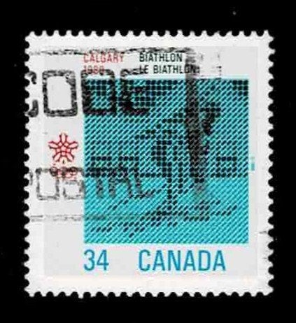 postzegel 972 Canada Olympische Spelen Biathlon, Ophalen of Verzenden, Gestempeld, Noord-Amerika