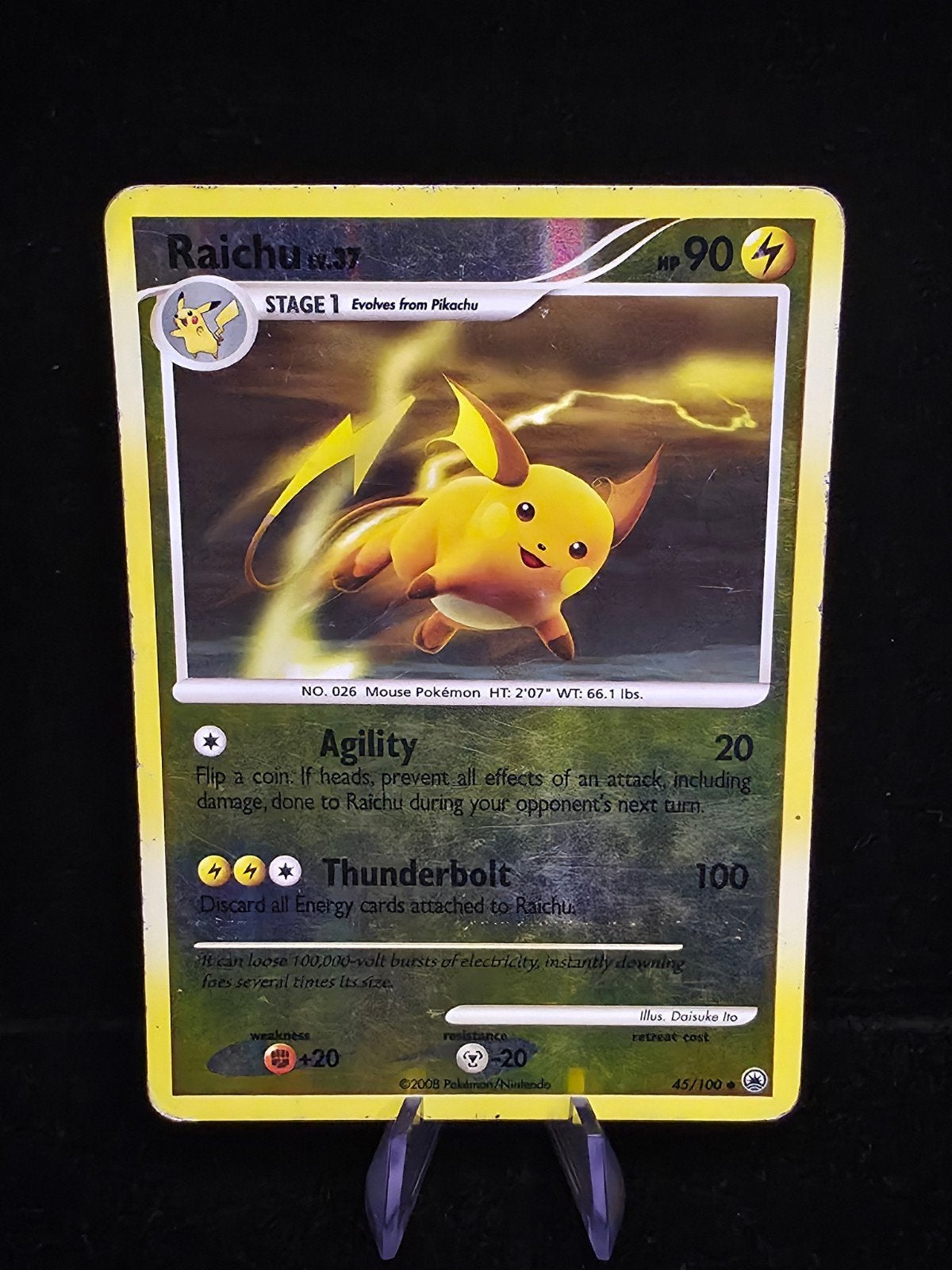 Raichu Reverse Holo 45/100 Majestic dawn 2008, Verzenden, Gebruikt, Losse kaart