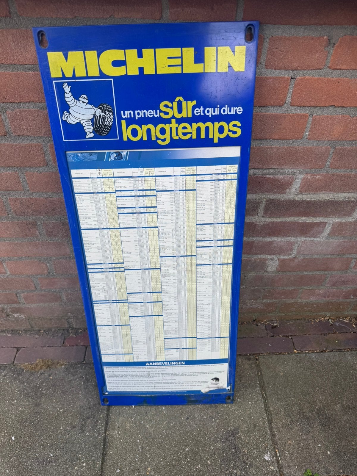 Oud Kunststof Nederlands Michelin Reclame tabel bord, Verzamelen, Ophalen of Verzenden, Gebruikt, Reclamebord