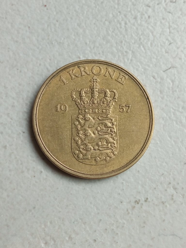 Denemarken 1 kroon 1957., Ophalen of Verzenden, Overige landen, Losse munt